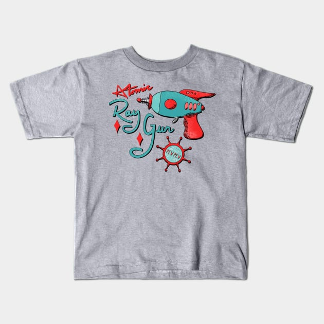 Atomic Toy Ray Gun Kids T-Shirt by ksrogersdesigns